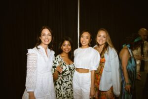 Fashion Show model Lucy Lane wearing Vineyard Vines; models Yashna Patel, Kristen Pung, and Jacqueline Rose wearing Capsule.